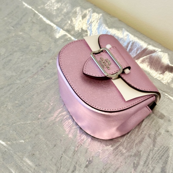 NEW Coach Women’s Mini Crossbody Metallic Pink / Fuchsia - Picture 3 of 7